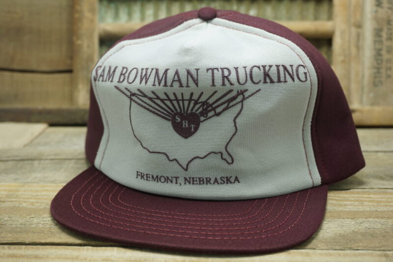 Vintage Sam Bowman Trucking SBT Fremont NE Nebraska Snapback Trucker Hat Cap Made In USA
