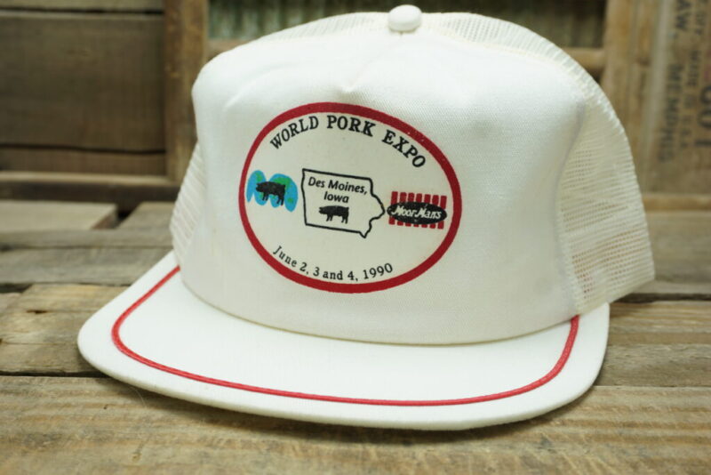 Vintage World Pork Expo Des Moines Iowa IA June 1990 MoorMan's Mesh Snapback Trucker Hat Cap K Products Made In USA