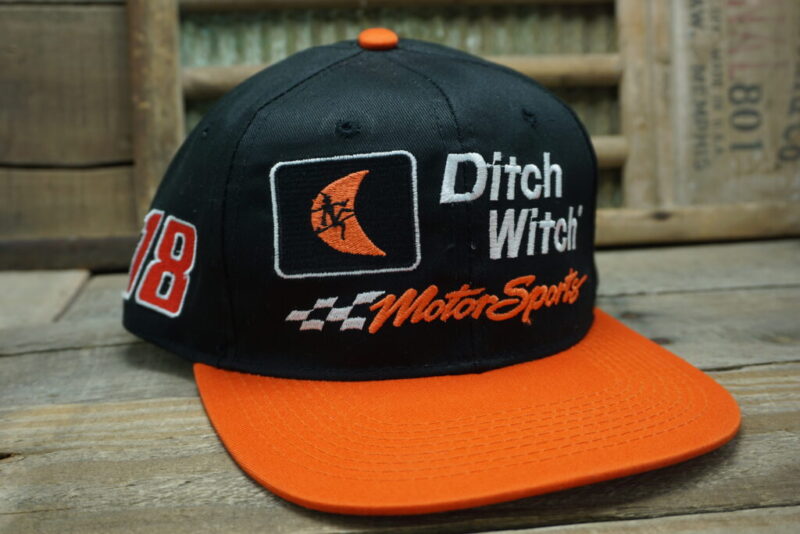 Vintage Ditch Witch Motorsports # 18 Joe Gibbs Racing Snapback Trucker Hat Cap