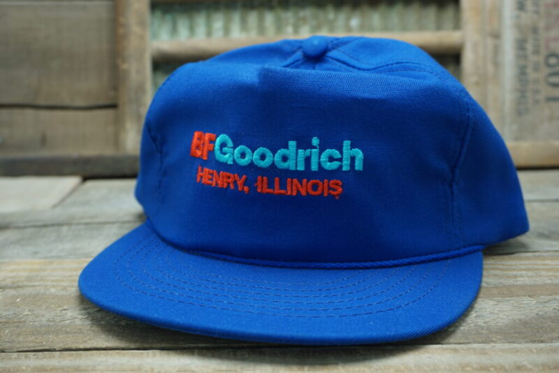 Vintage BFGoodrich Tires Henry IL Illinois Snapback Trucker Hat Cap Rope Made In USA