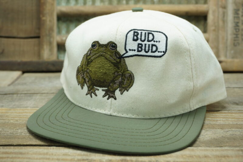 Vintage BUD ... BUD... Frog BUDWEISER BEER Made In USA Snapback Trucker Hat Cap