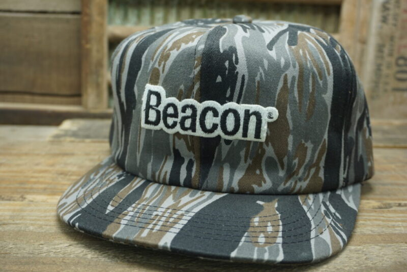 Vintage Beacon Patch Camo Snapback Trucker Hat Cap K Products Made In USA