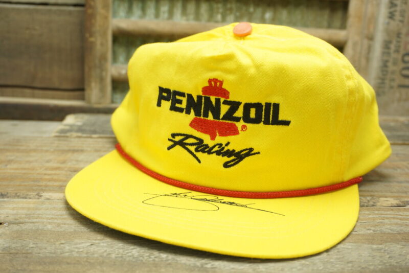 Vintage Pennzoil Racing John Andretti Printed Signature Strapback Trucker Hat Cap Rope