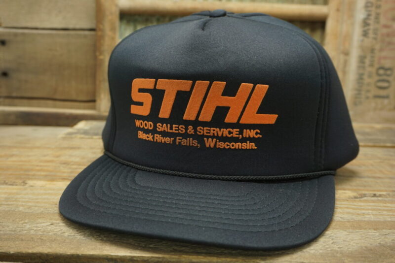 Vintage Stihl Wood Sales & Service INC Black River Falls Wisconsin Snapback Trucker Hat Cap