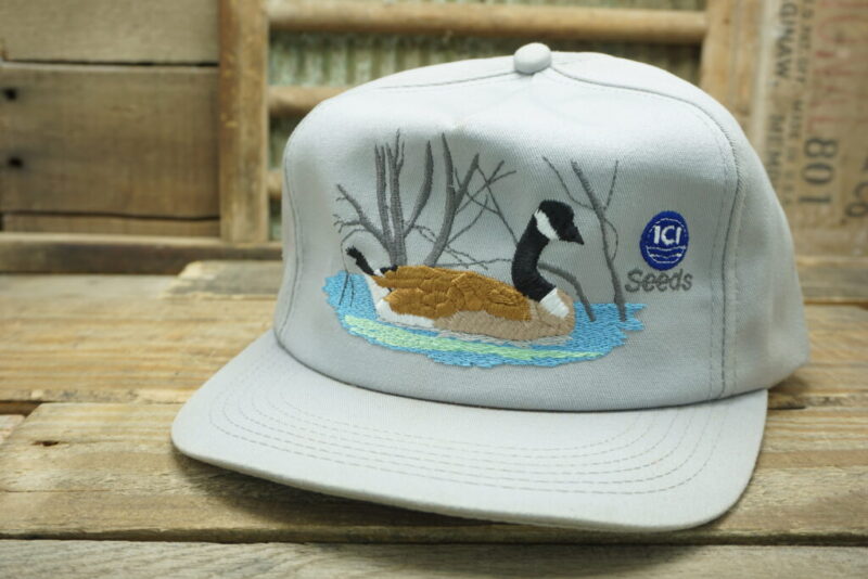 Vintage ICI Seeds Goose Lake Snapback Trucker Hat Cap K Products Made In USA