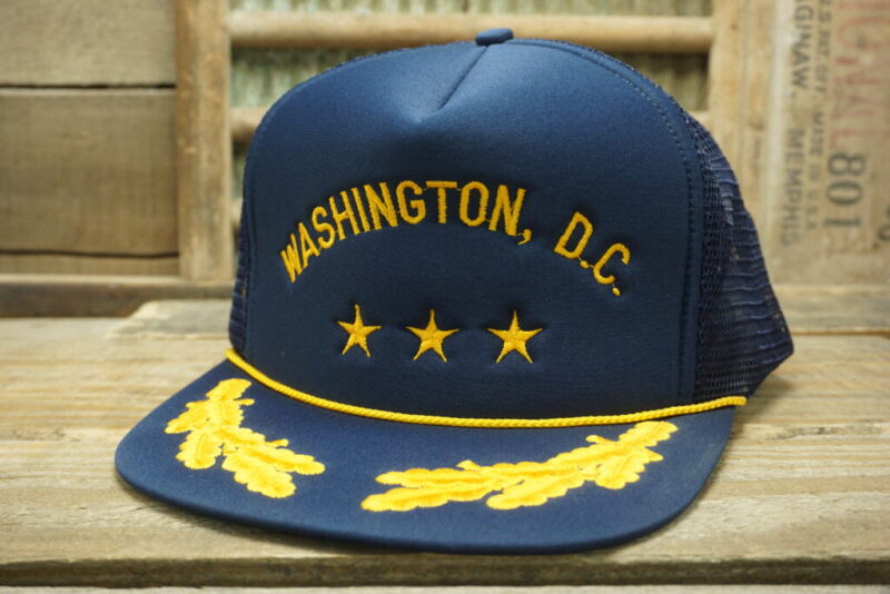 Vintage Washington D.C. DC Mesh Gold Leaf Snapback Trucker Hat Cap Rope