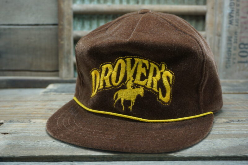 Vintage Drover's Horseback Cowboy Rope Snapback Trucker Hat Cap Made In USA