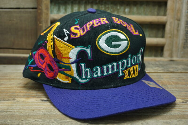 Vintage Green Bay Packers Super Bowl Champions 32 XXXI 1997 Snapback Trucker Hat Cap New Orleans Louisiana