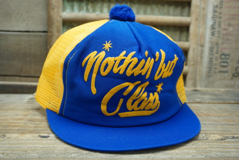 Vintage Nothin' But Class Mesh Ladies Pom Pom Short Bill Mesh Snapback Trucker Hat Cap