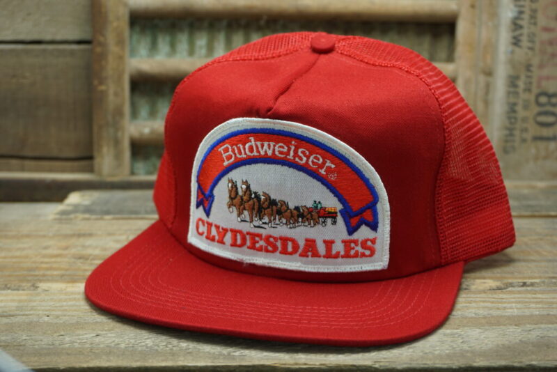 Vintage Budweiser Clydesdales Horsed Mesh Patch Snapback Trucker Hat Cap Made In USA