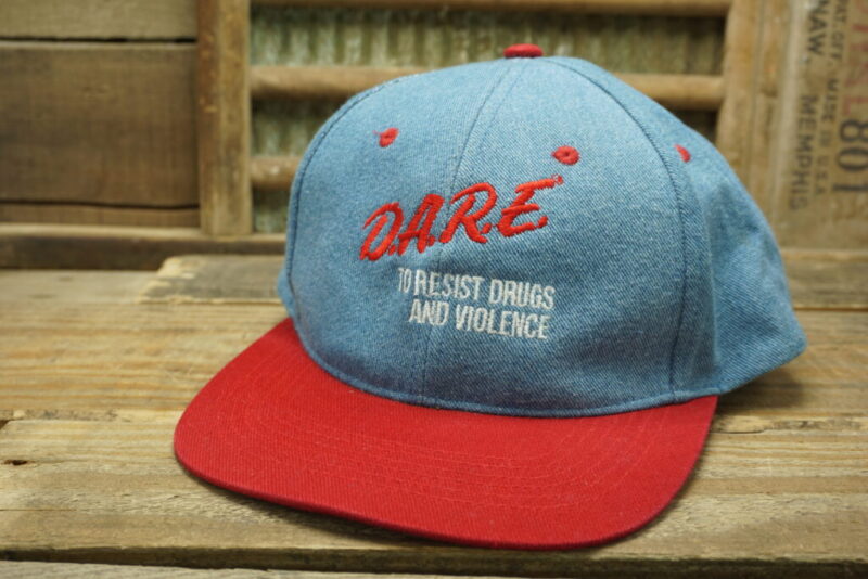 Vintage D.A.R.E. Dare To resist Drugs And Violence Denim Snapback Trucker Hat Cap