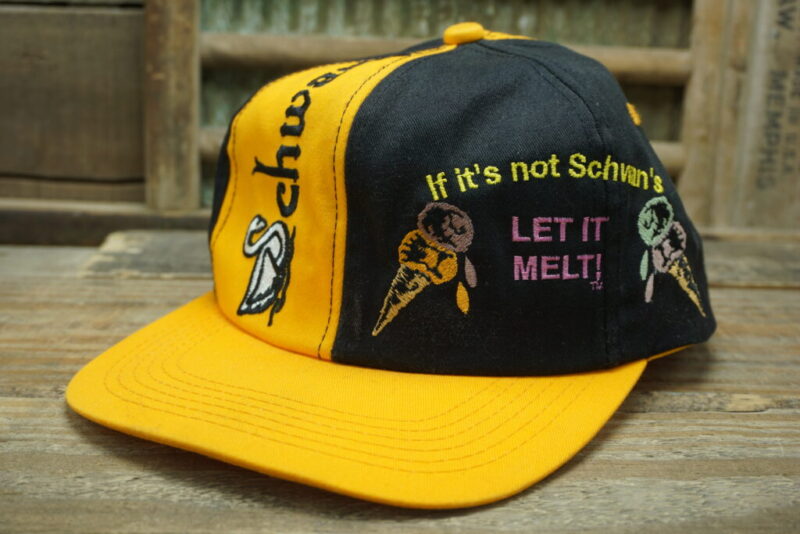 Vintage Schwan's If it's not Schwan's Let it Melt! Ice Cream K Products Made In USA Snapback Trucker Hat Cap