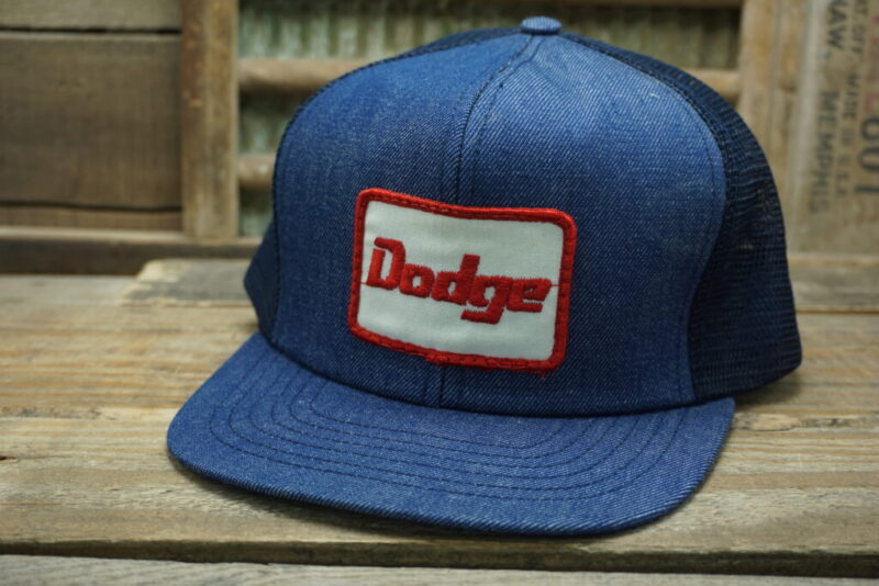 Vintage Dodge Denim Mesh Patch Snapback Trucker Hat Cap Made In USA
