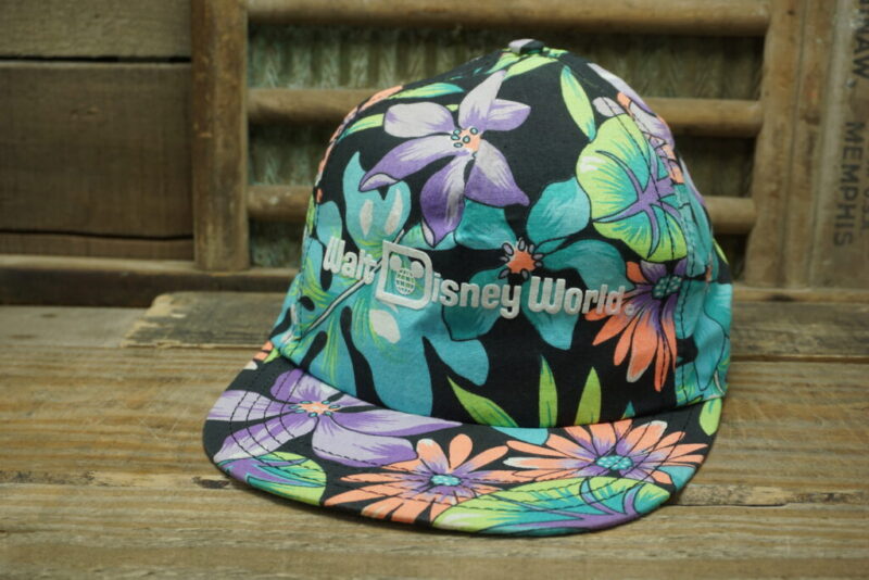 Vintage Walt Disney World Floral Snapback Trucker Hat Cap Made In USA