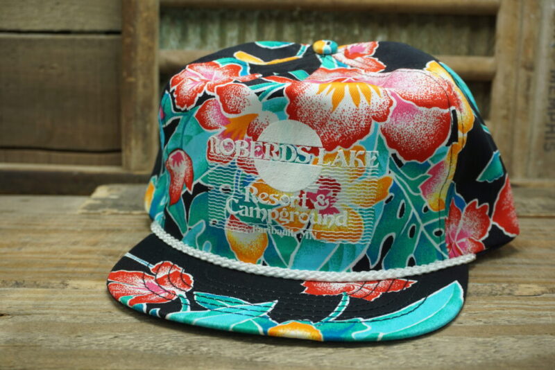 Vintage Roberds Lake Resort & Campground Faribault Minnesota MN Floral Snapback Trucker Hat Cap