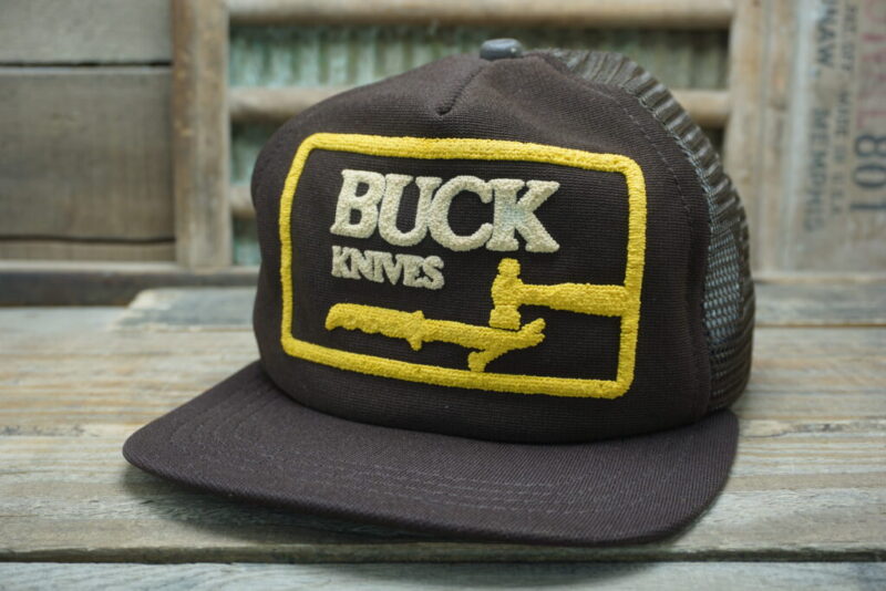 Vintage Buck Knives Mesh Snapback Trucker Hat Cap Made In USA
