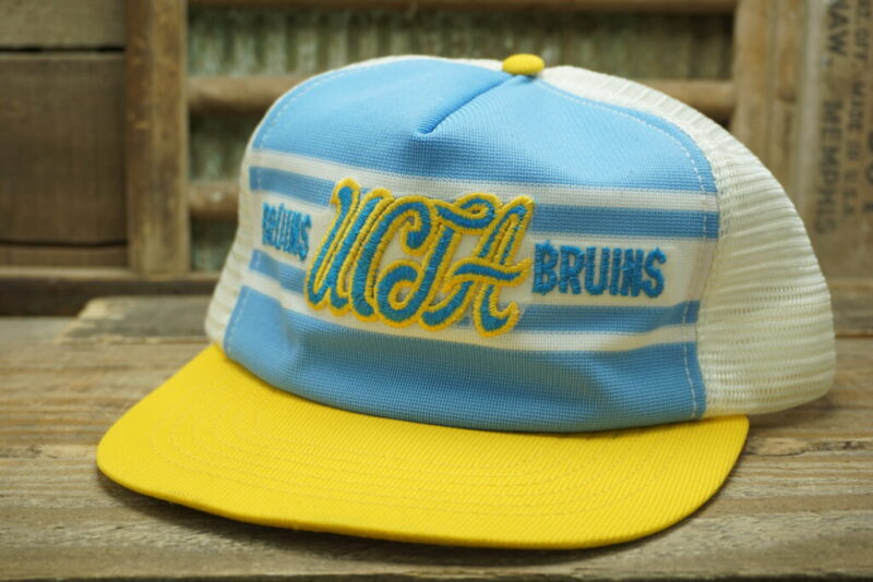 Vintage UCLA Bruins Striped Mesh Snapback Trucker Hat Cap Made In USA
