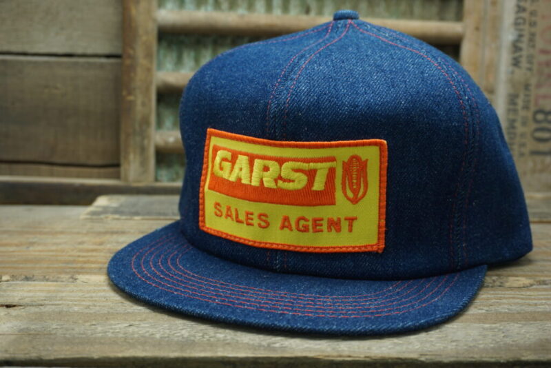 Vintage Garst Seed Company Sales Agent Corn Denim Patch Sales Agent Snapback Trucker Hat Cap K Products Made In USA