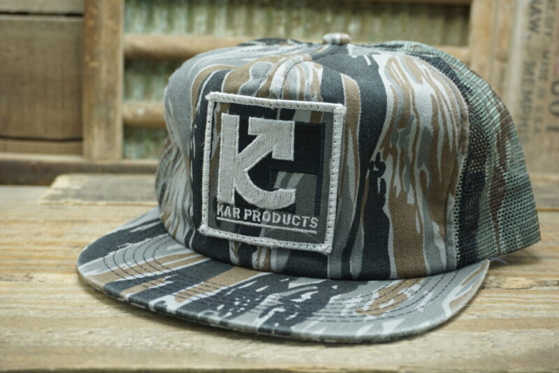Vintage Kar Products Camo Mesh Patch Snapback Trucker Hat Cap K Products Made in USA