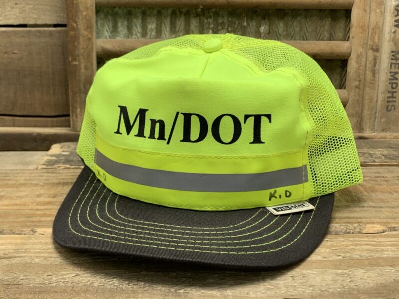 Vintage MN Minnesota DOT Department of Transportation HI VIS Mesh Snapback Trucker Hat Cap Made In USA