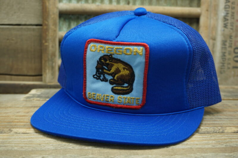 Vintage Oregon Beaver State YoungAn Made in Korea Mesh Patch Rope Snapback Trucker Hat Cap