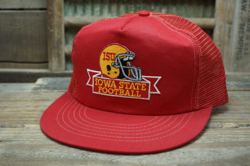 Vintage Iowa State Football ISU Helmet Mesh Snapback Trucker Hat Cap Patch Made In USA