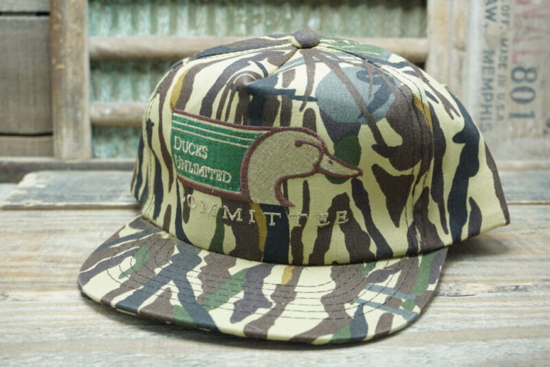 Vintage Ducks Unlimited Committee Camo Hat Snapback Cap