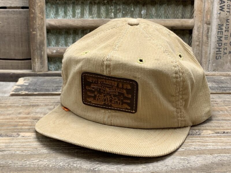 Vintage Levi Strauss & Co. Leather Patch Strapback Corduroy Snapback Trucker Hat Cap Made In USA