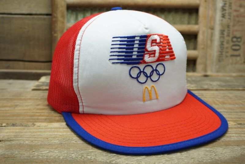 Vintage USA Olympics McDonalds Mesh Snapback Trucker Hat Cap