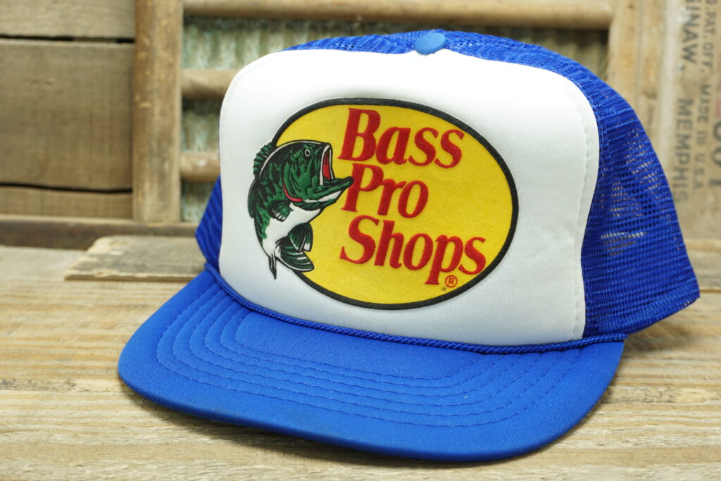 Vintage Bass Pro Shops Blue SnapBack Trucker Fishing Logo Baseball