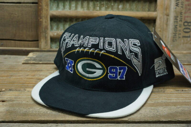 Vintage Green Bay Packers Champions 1997 Sports Specialties ProLine NFL Locker Room Cap with Tags Snapback Trucker Hat Cap NWT