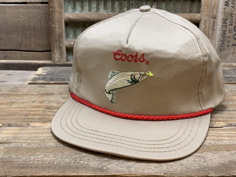 Vintage Coors Beer Rope Fishing Fish Strapback Trucker Hat Cap Size-A-Just Made In USA