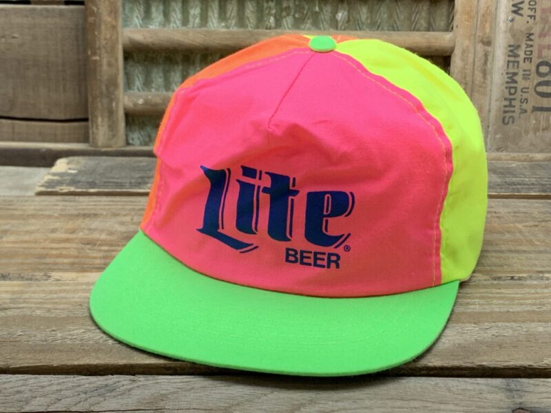 Vintage Miller Lite Beer Pinwheel Snapback Trucker Hat Cap Spartan Specialties Made In USA