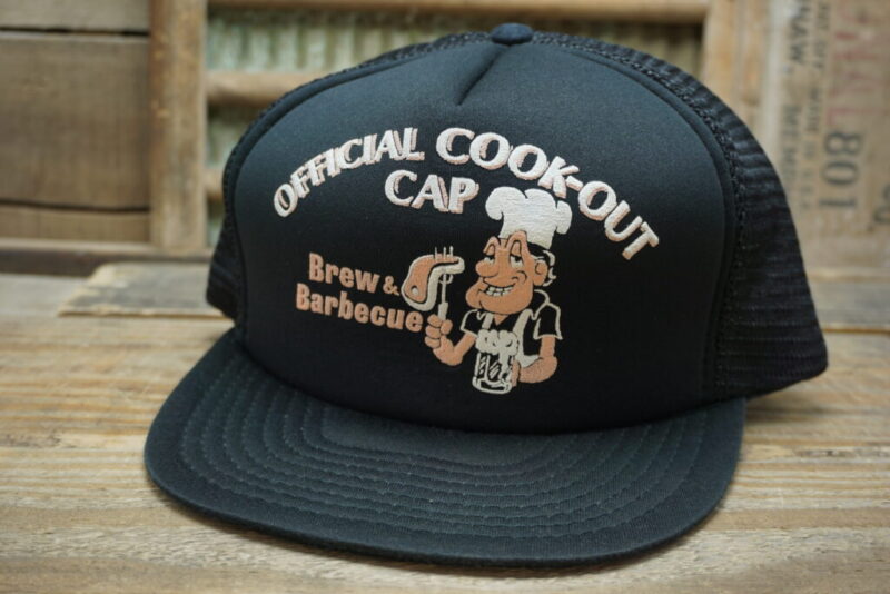 Vintage Official Cook-Out Cap Brew & Barbeque Mesh Snapback Trucker Cap