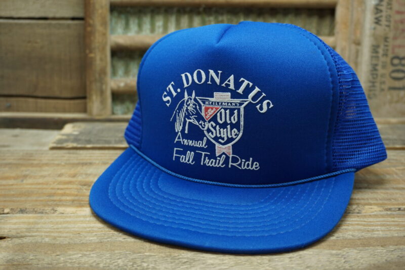 Vintage Old Style Beer St. Donatus Annual Fall Trail Ride Rope Snapback Trucker Hat Cap Designer Pro