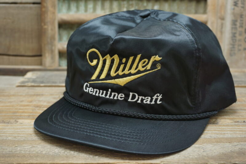 Vintage Miller Genuine Draft Rope Satin Snapback Trucker Hat Cap Made In Taiwan R.O.C.