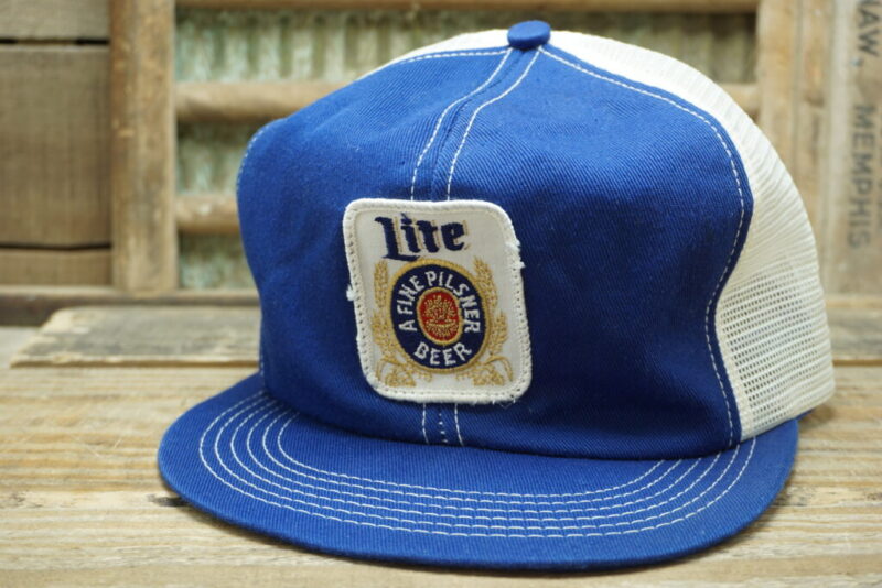 Vintage Miller Lite Beer Snapback Trucker Hat K Brand Made in USA