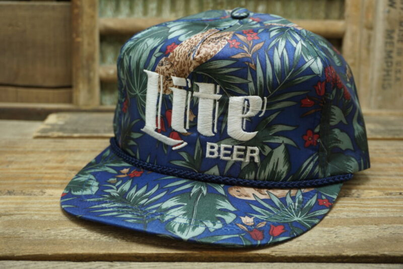 Vintage Miller Lite Beer Hat Snapback Rope Floral Cap