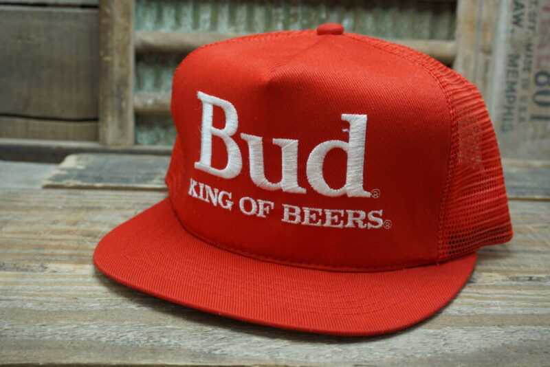 Vintage Budweiser Bid King Of Beers Snapback Trucker Hat Cap Swingster Made In USA