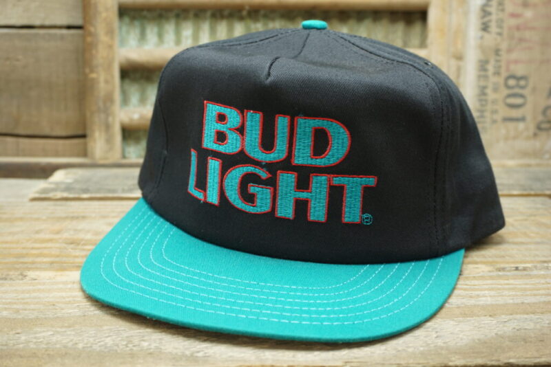 Vintage Budweiser Bud Light Beer Snapback Trucker Hat Cap Made In USA