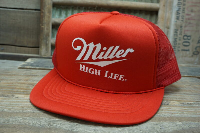 Vintage Miller High Life Beer Rope Mesh Snapback Trucker Hat Cap