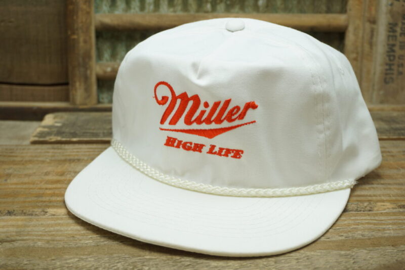 Vintage Miller High Life Beer Rope Strapback Trucker Hat Cap Designer Pro