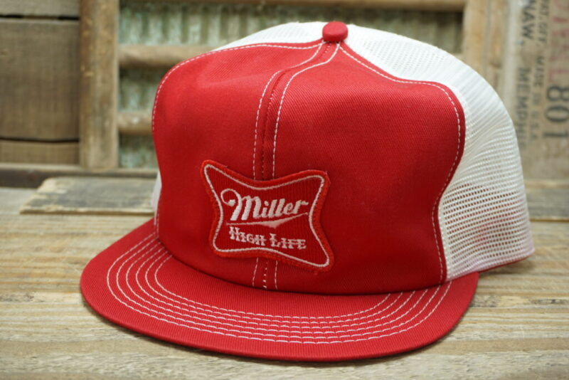 Vintage Miller High life Beer Patch Mesh Snapback Trucker Hat Cap K Brand Made In USA