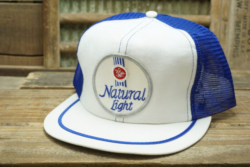 Vintage Natural Light Beer Hat Mesh Snapback Trucker Cap Patch Made In USA