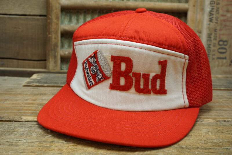 Vintage Budweiser Bud Beer Can Mesh Snapback Trucker Hat Cap YoungAn
