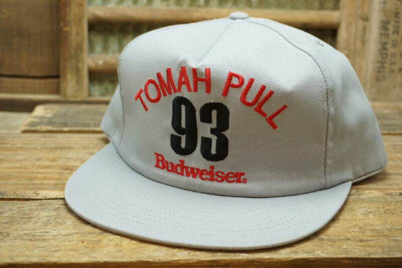 Vintage Tomah Pull 1993 Budweiser Beer Bud 93 Snapback Trucker Hat Cap Made In USA