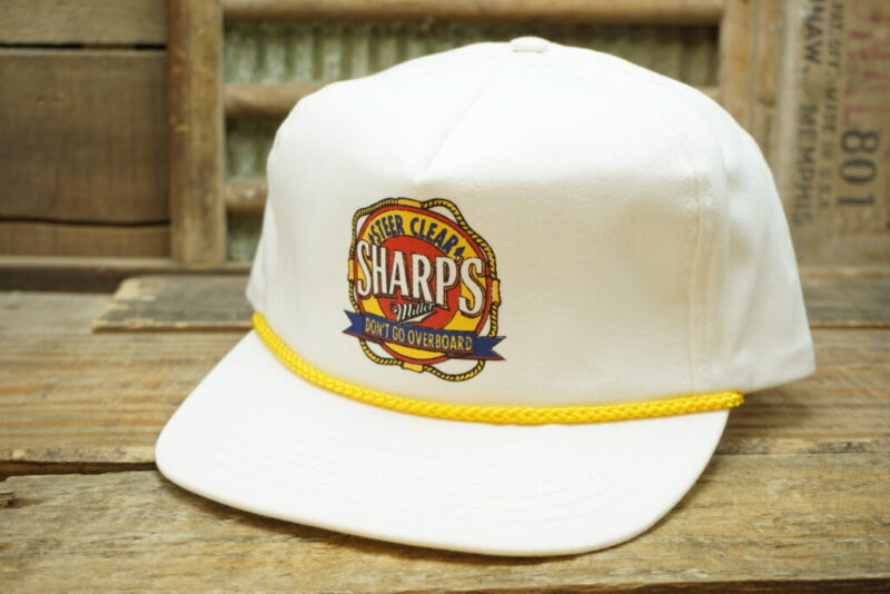 Vintage Miller Sharp's " Steer Clear Don't Go Overboard" Non-Alcoholic Beer Rope Snapback Trucker Hat Cap Made In USA