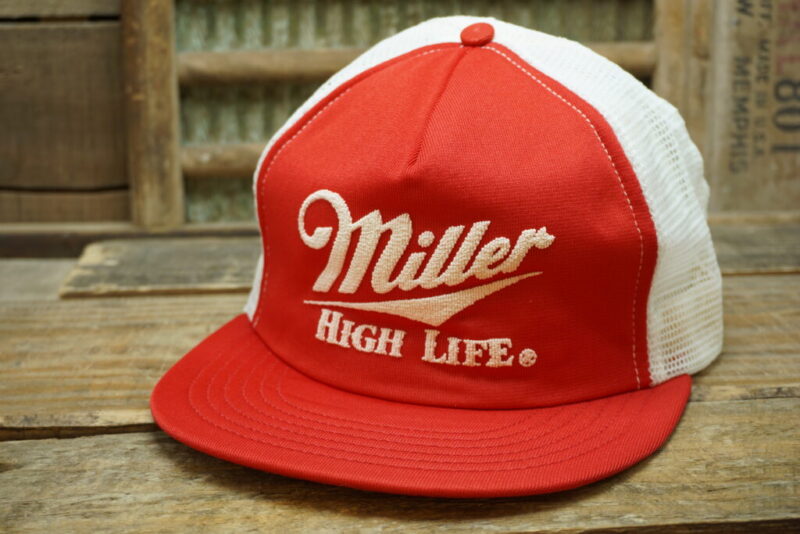 Vintage Miller High Life Beer Mesh Snapback Trucker Hat Cap IHAT Made in USA