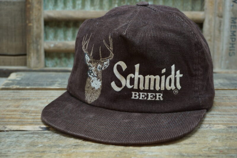 Vintage Schmidt Beer Buck Deer Corduroy Snapback Trucker Hat Cap
