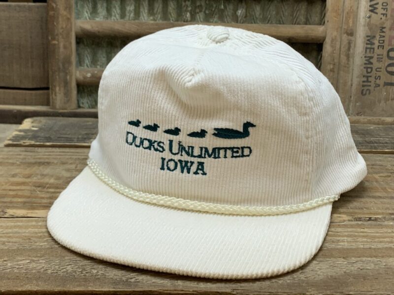 Vintage Ducks Unlimited Iowa DU Corduroy Rope Snapback Trucker Hat Cap Genuine Crown Cap